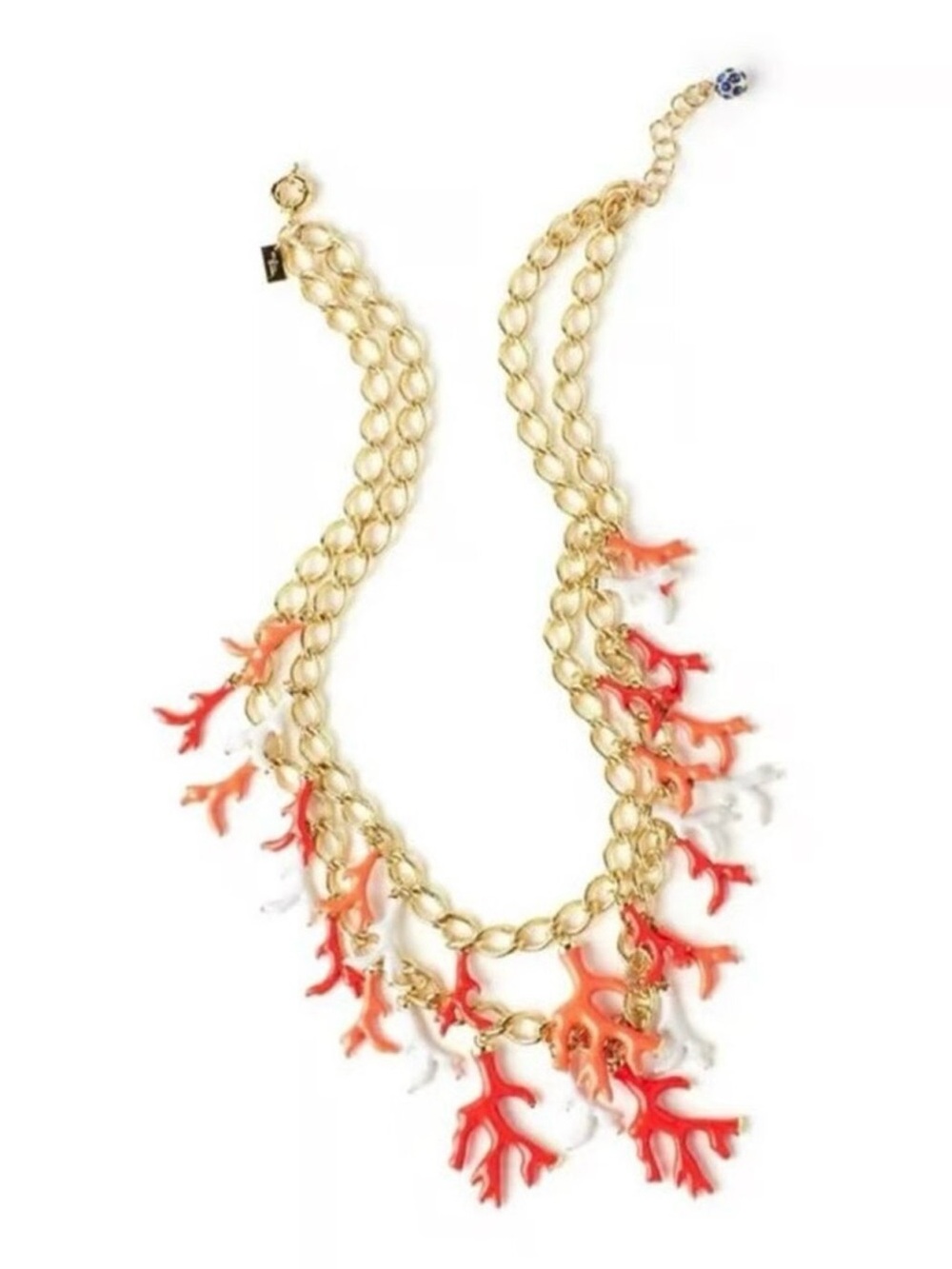 Lilly Pulitzer Gold Chain Necklace with Red, Orange & Cream Coral Charms